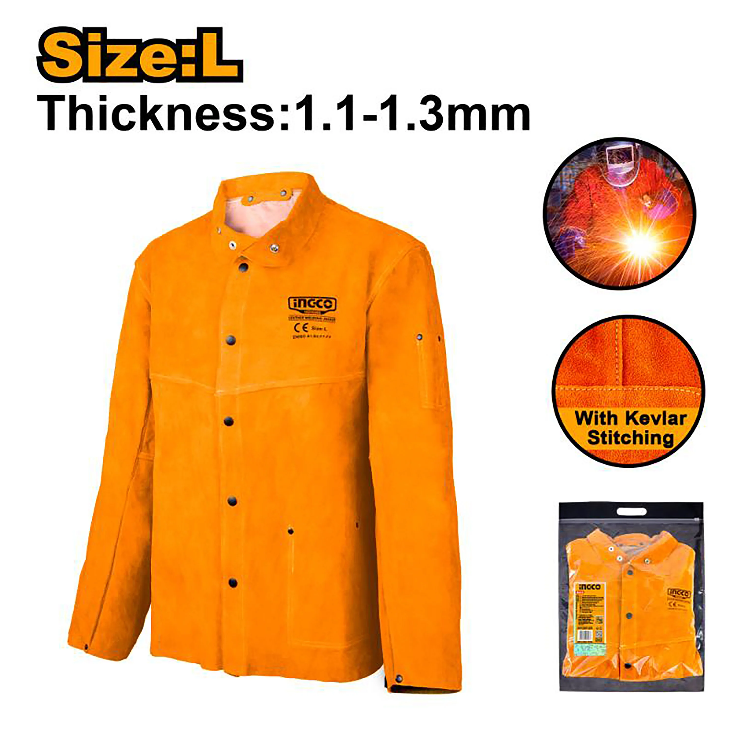 1.1-1.3mm Safety Welding Protective Gear Cowhide Safety Cap, Cape Sleeve, Welding J ING-SE - Image 5