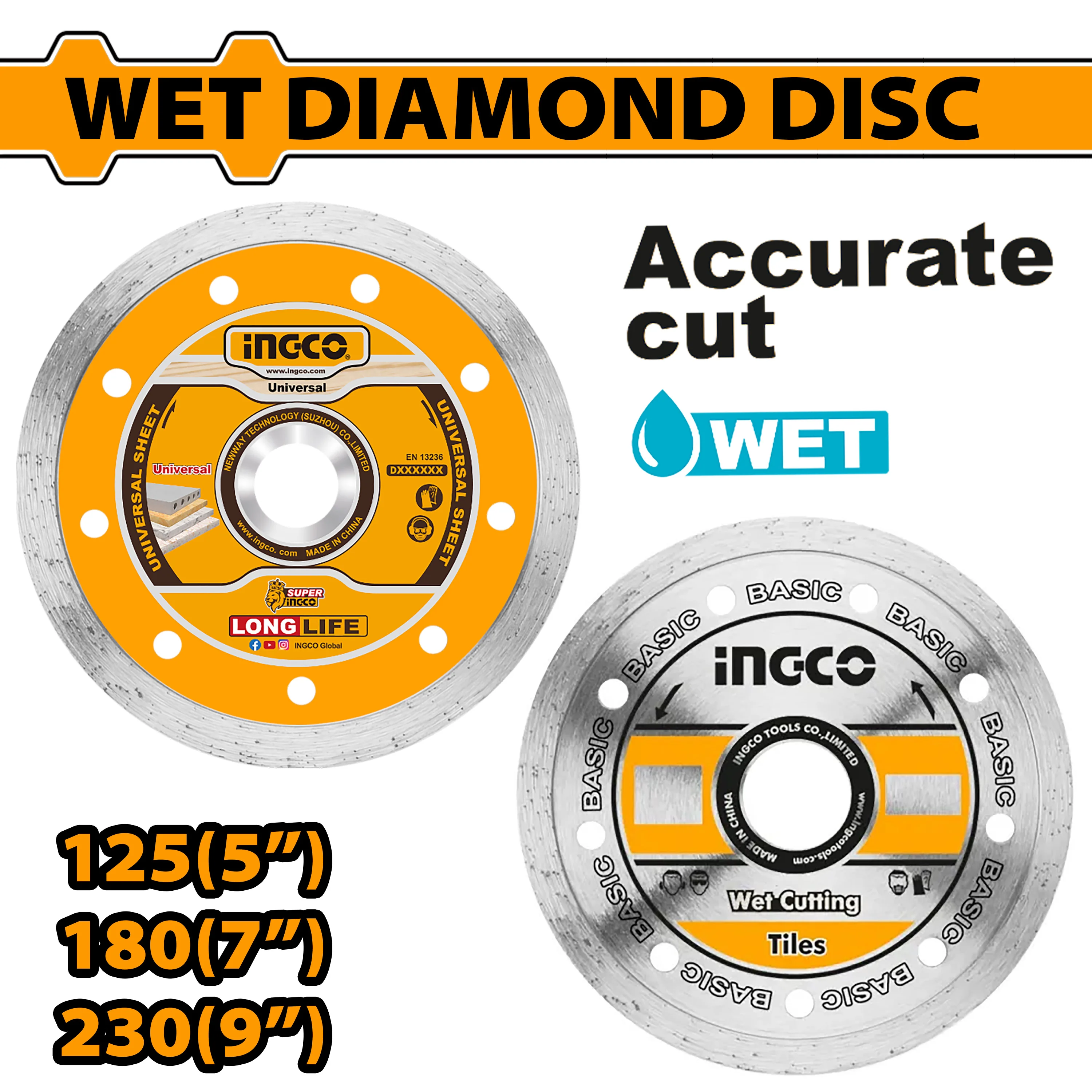 125(5in), 180(7in), 230(9in) Wet Diamond Disc for Tile Cutter ING-AC