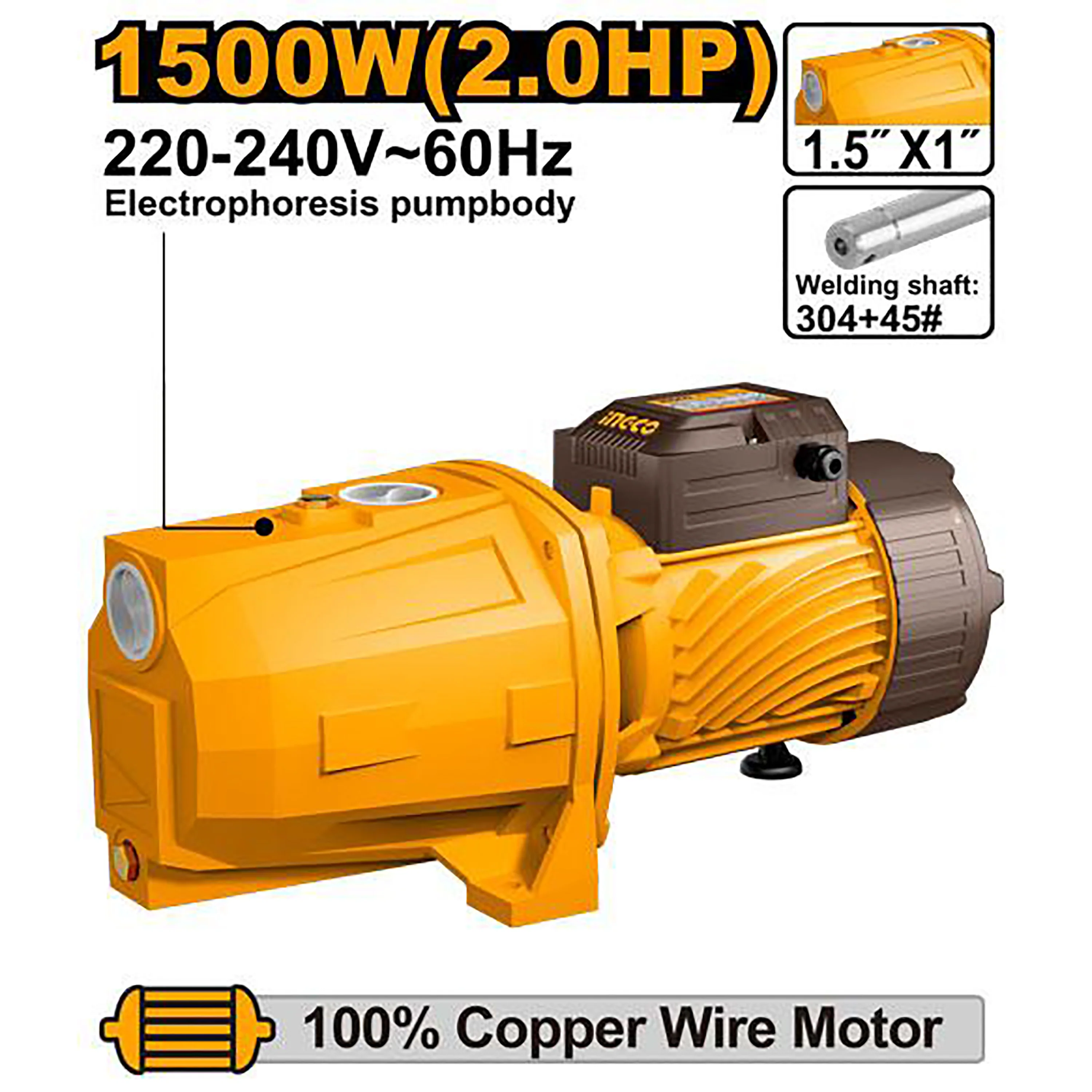 1500W(2.0HP) Self-Priming Jet Pump JP150068-5 ING-WP