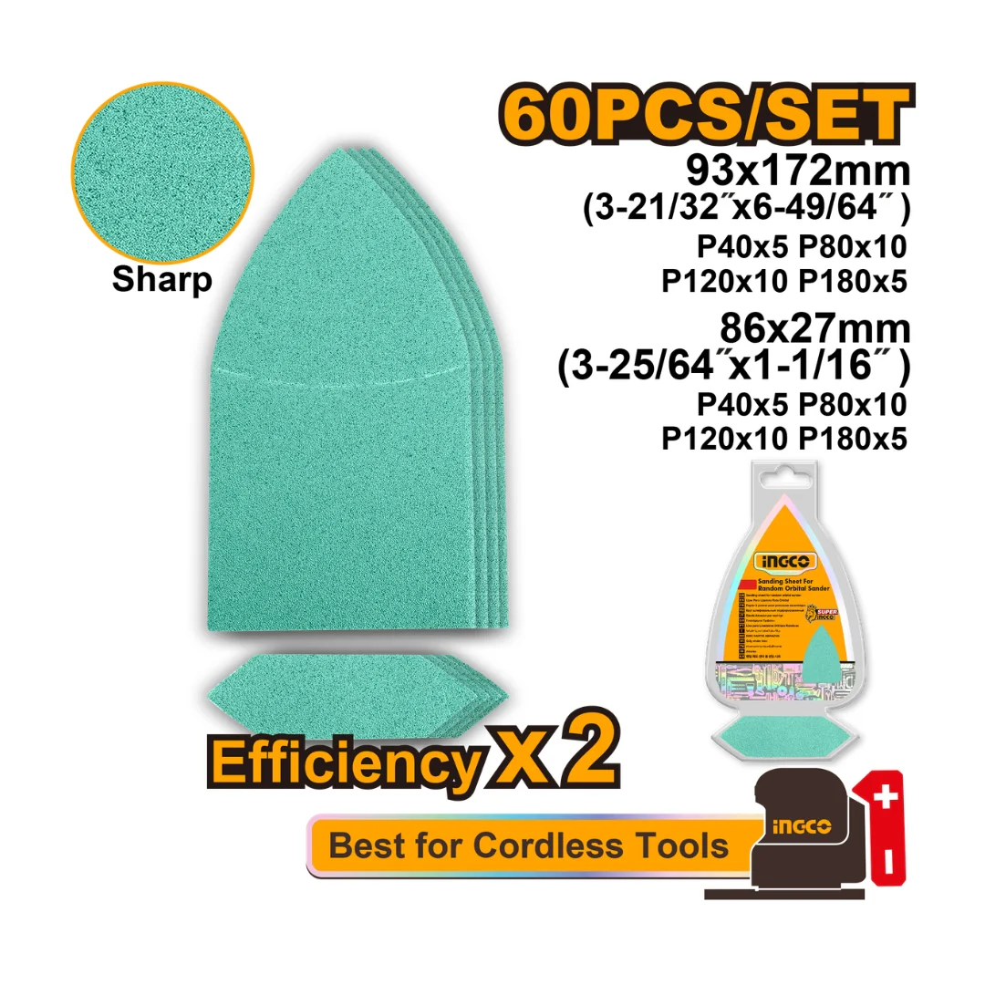 50PCS-60PCS/SET Sanding Sheet for Orbital Sander & Palm Sander(Green) ING-AC