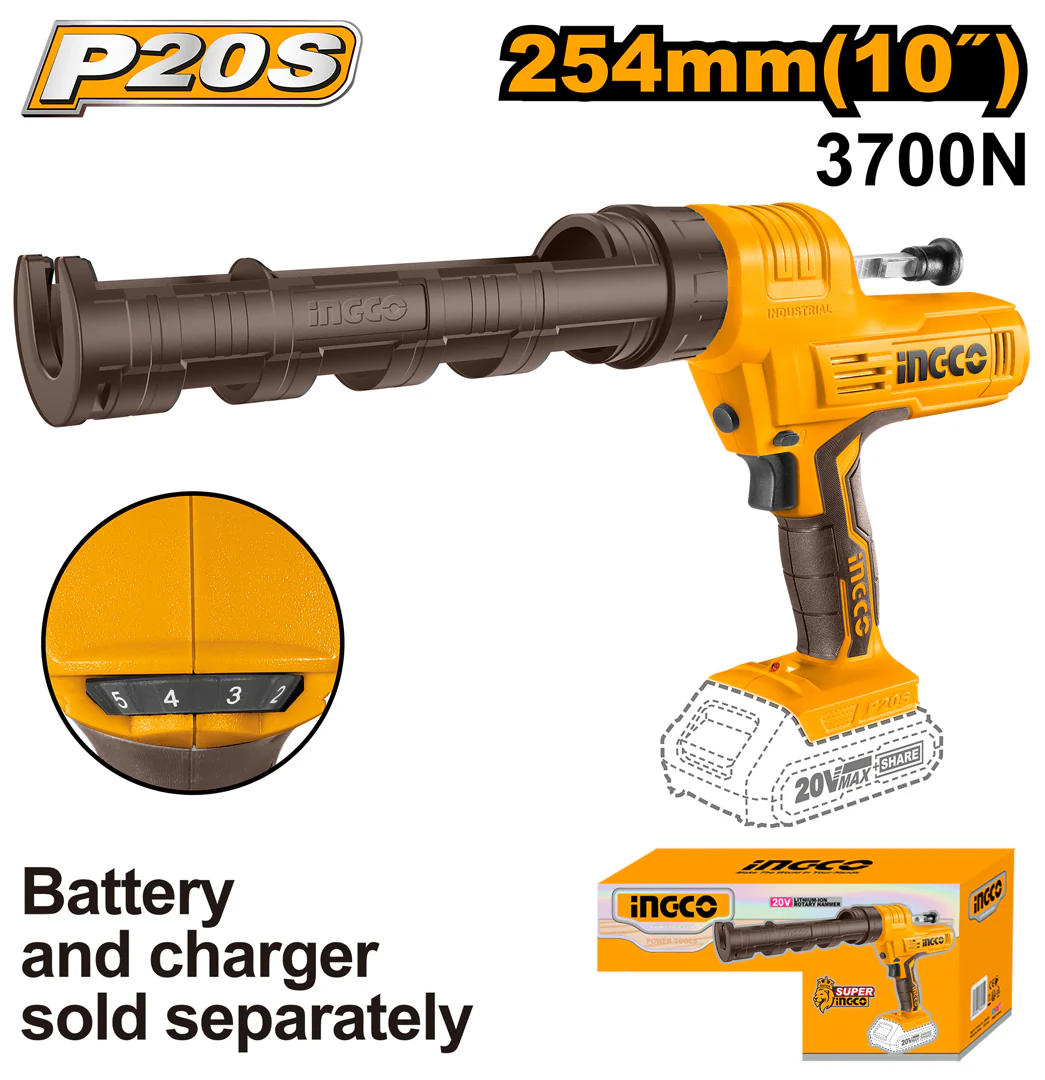 P20S Cordless Li-Ion Caulking Gun 20V CCGLI2001 ING-COR