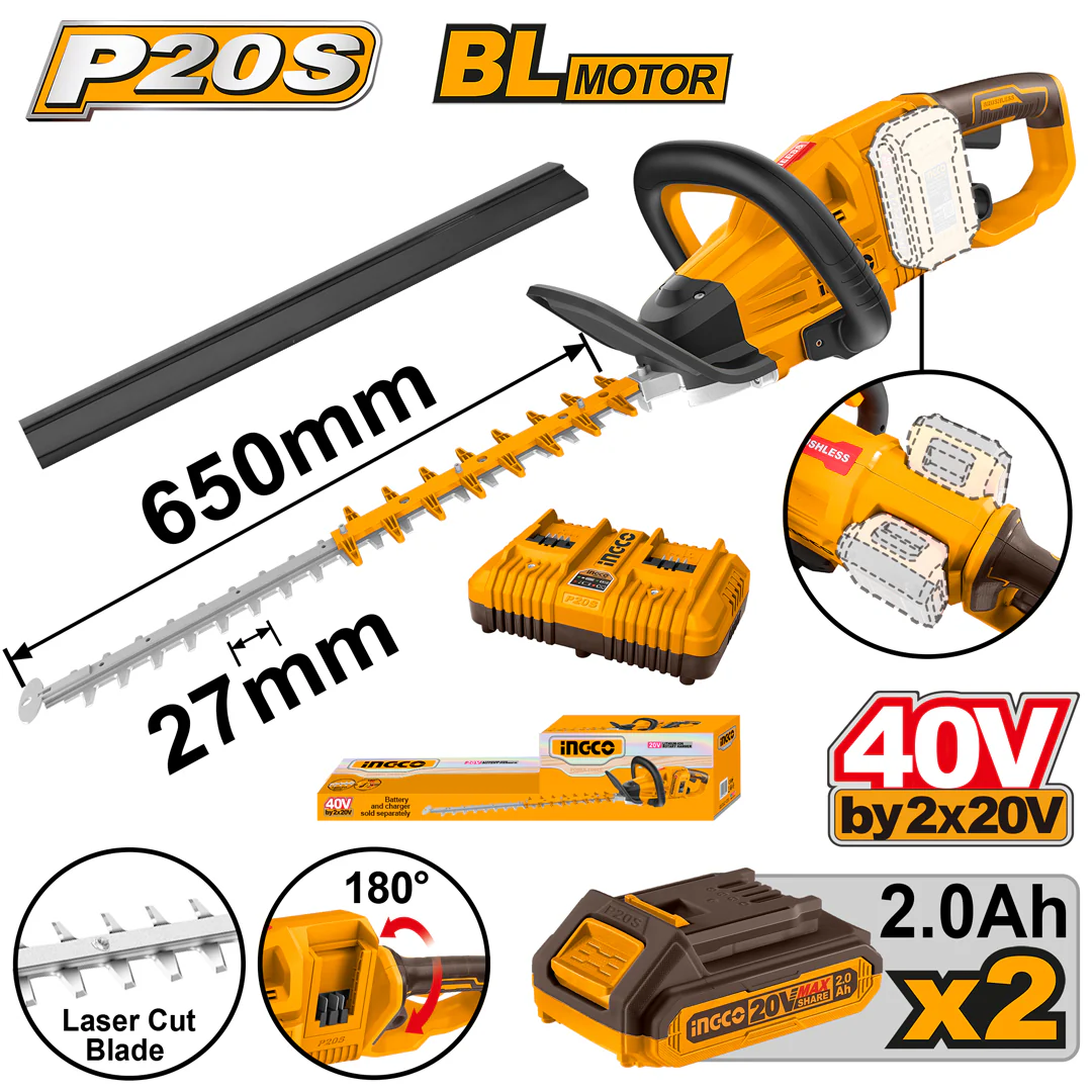 P20S 20V Lithium-Ion Cordless Hedge Trimmer CHTLI400282 ING-GT