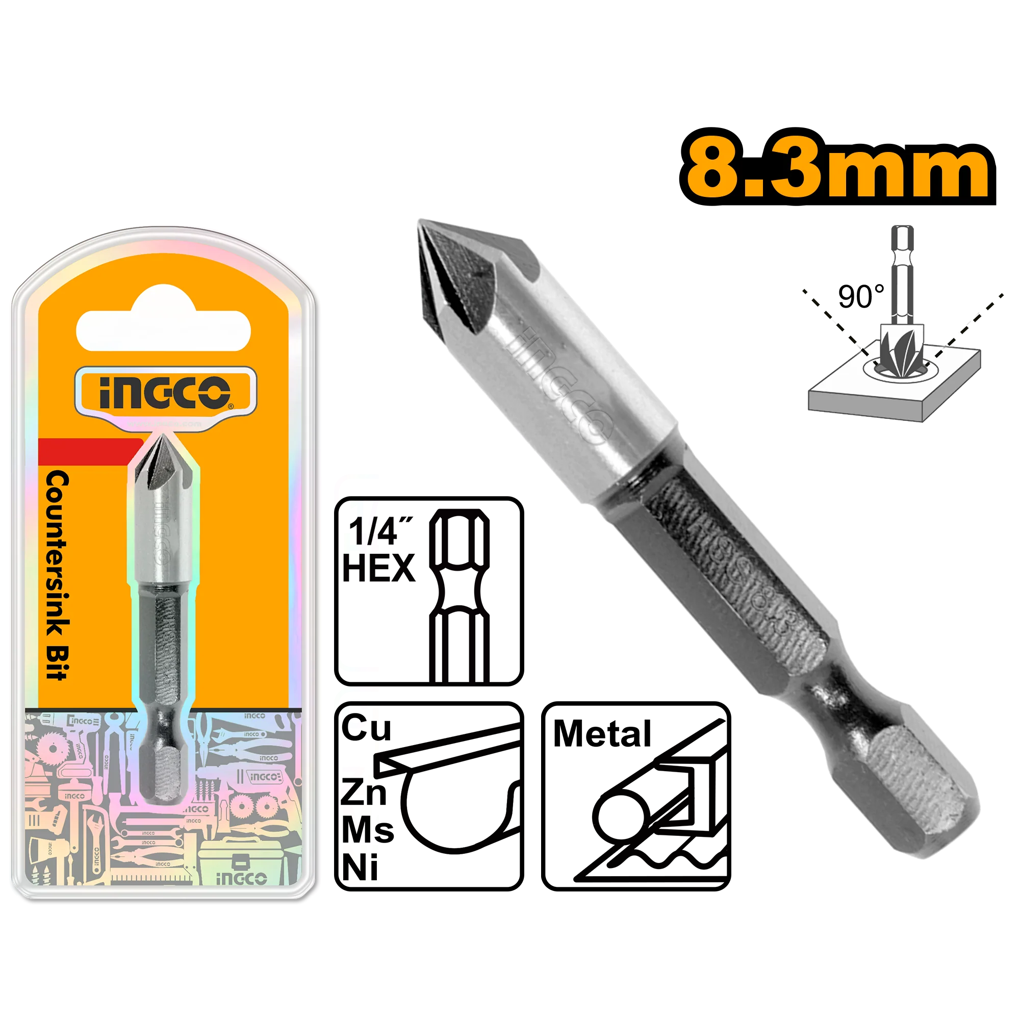 Countersink bit HSS 8.3mm 12.4mm 20.5mm Angle 90° Sold Per Piece ING-AC - Image 2