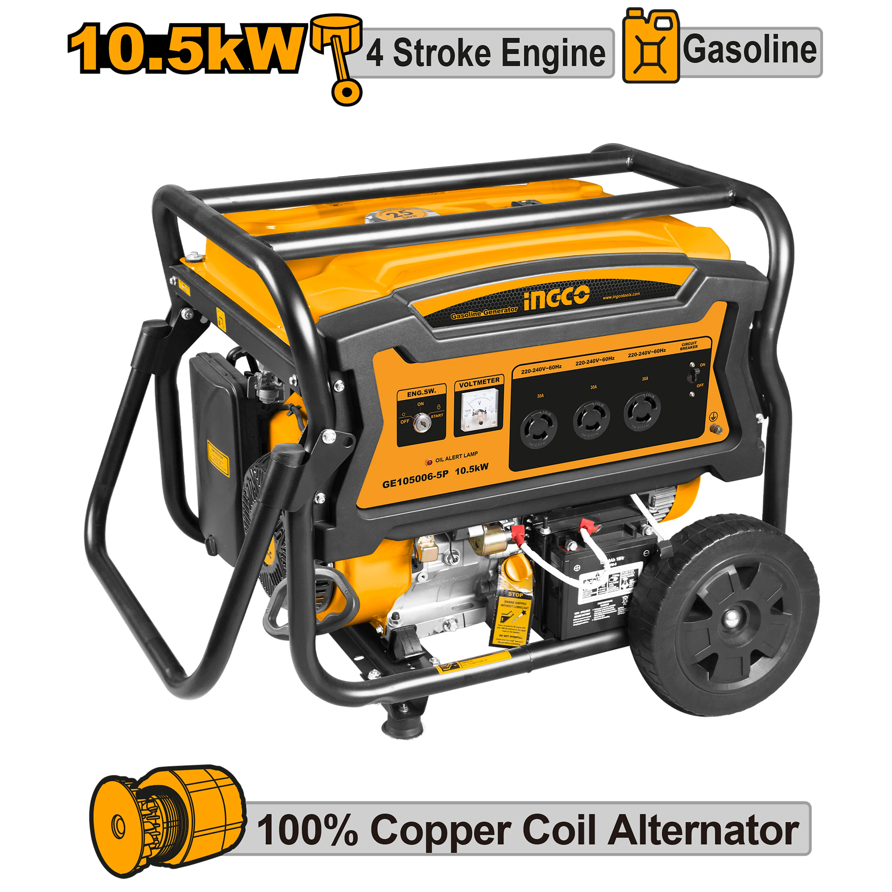 Industrial (25L) | 10.5kW Diesel Gasoline Generator GE105006-5P ING-EN