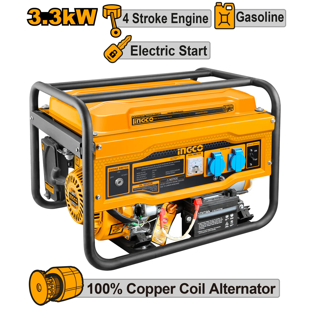 Gasoline Generator 3.5Kva Electric Start GE35005-15P ING-EN