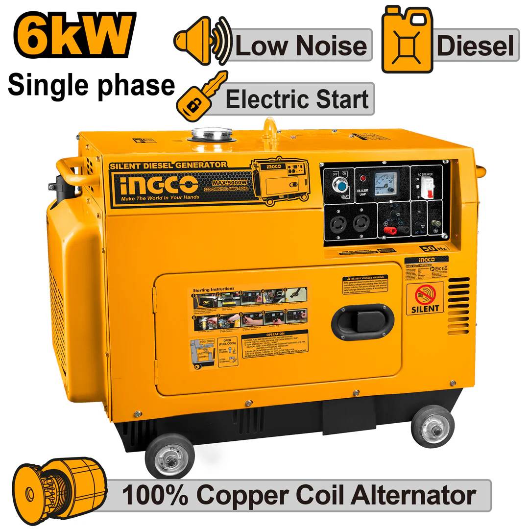 9 HP Silent Type Diesel Generator Set 6Kva GSE60001-5P ING-EN