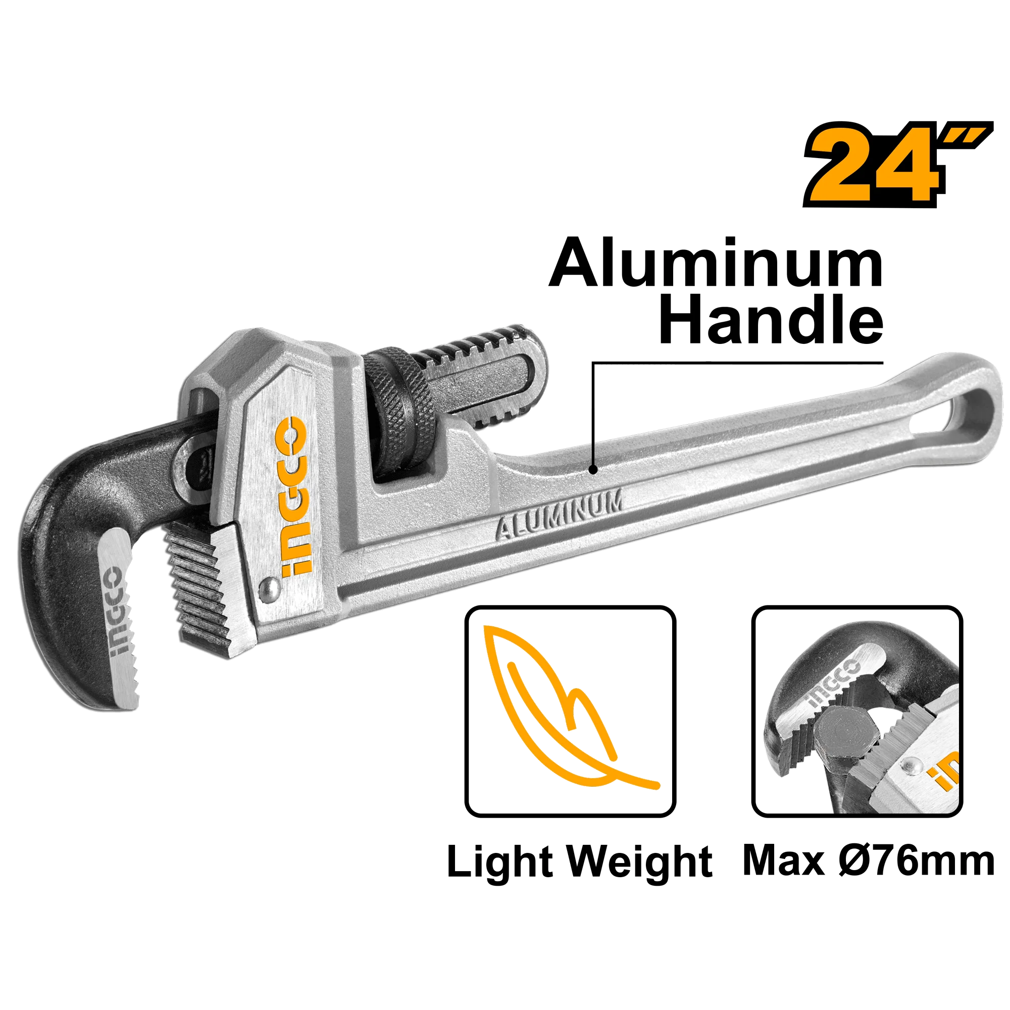 Pipe Wrench 24 Inch Aluminum Handle HALPW0124 ING-HT - Image 3