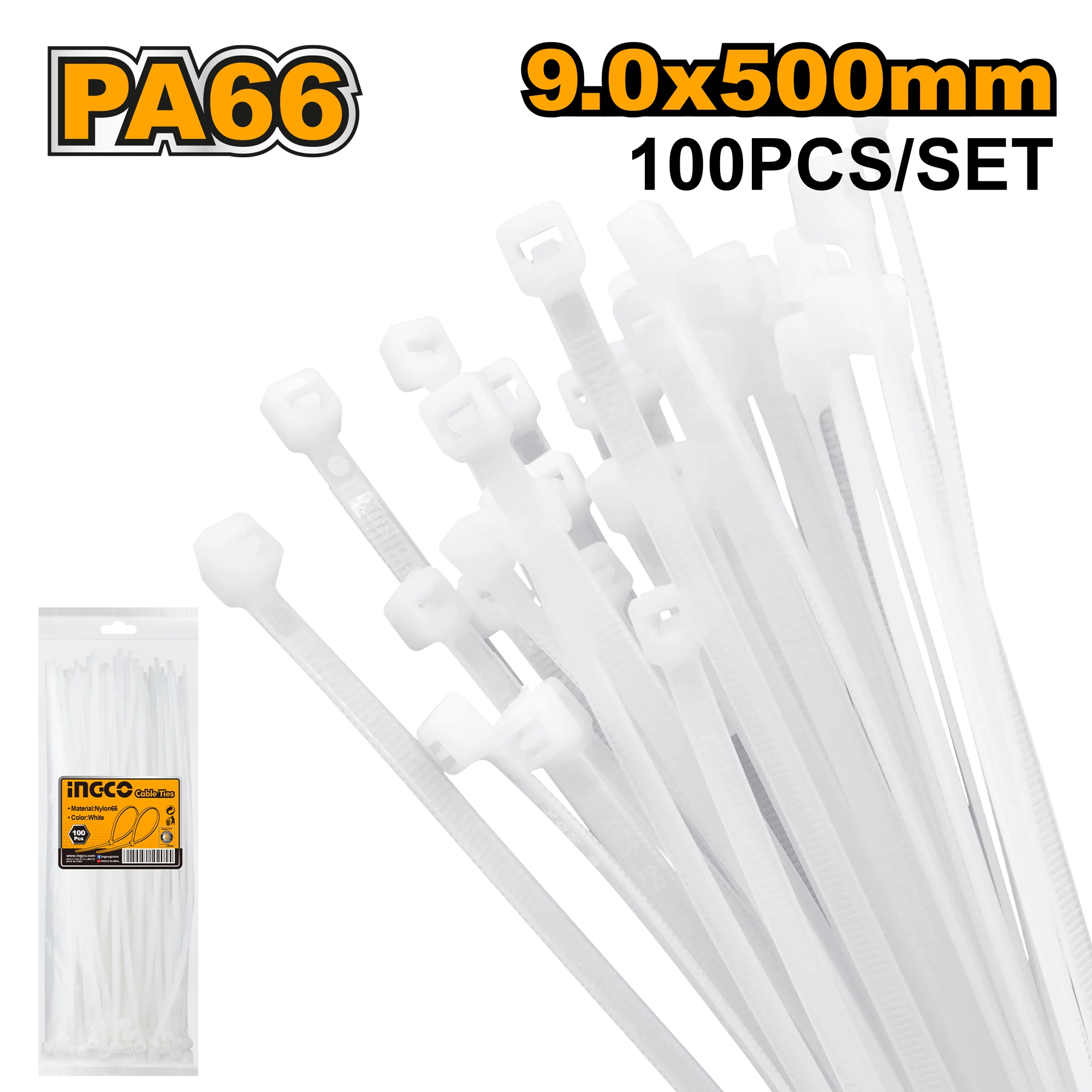 100 Pcs Cable Ties 9.0 x 500 HCT5001 ING-CO - Image 2