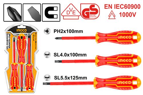 3 Pcs Insulated Screwdriver Set HKISD0308 ING-HT - Image 2