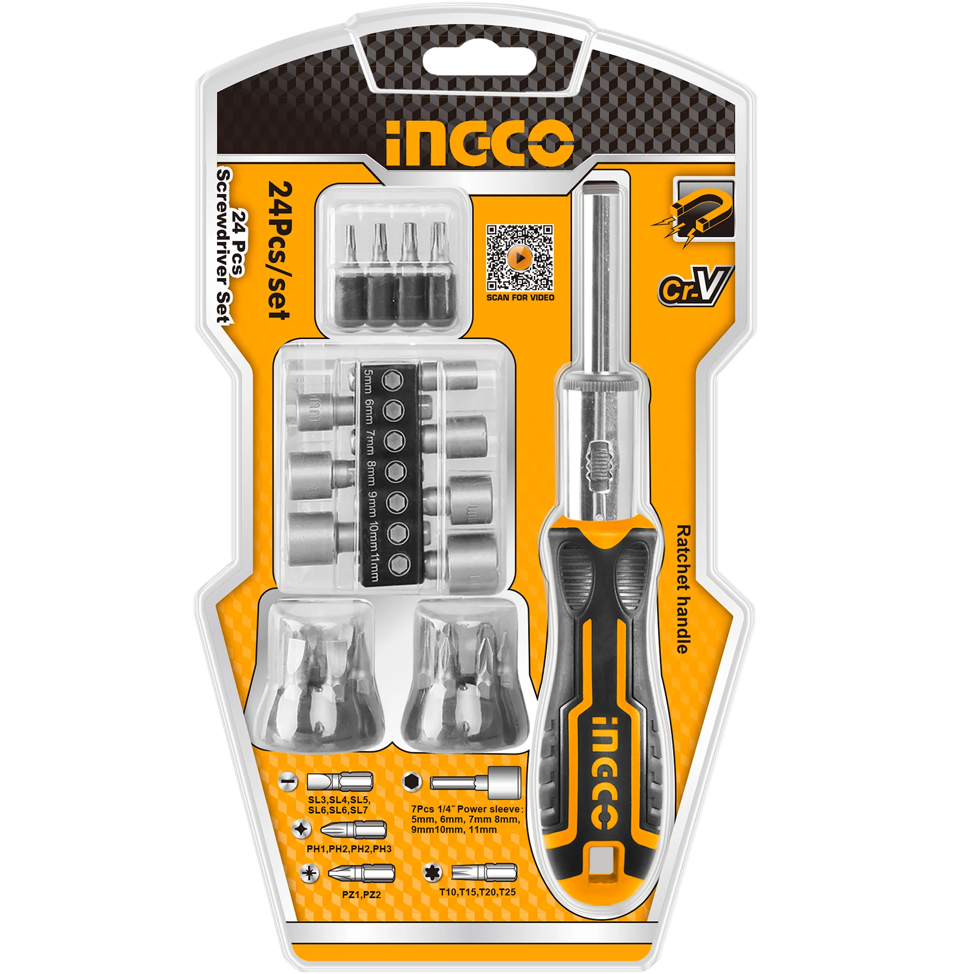 24 Pcs Screwdriver and Bits Set HKSDB02482 ING-HT