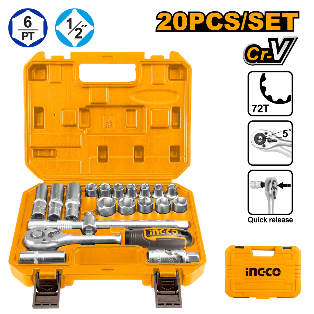 20 Pcs / Set 1/2 Inches Socket Set HKTS12201 ING-AC