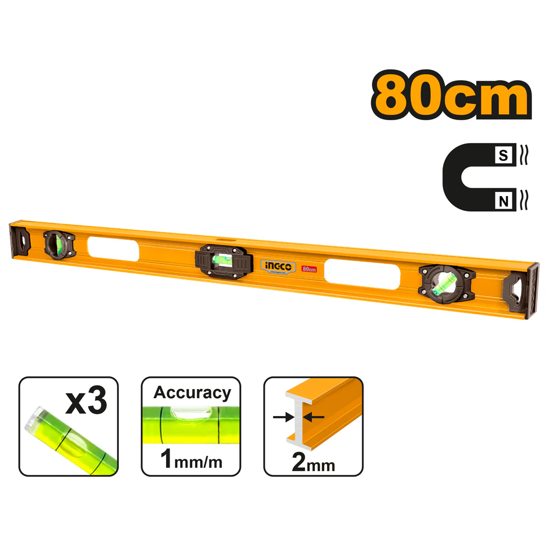 Spirit Level Aluminum 80cm with Magnet HSL28080 ING-MT