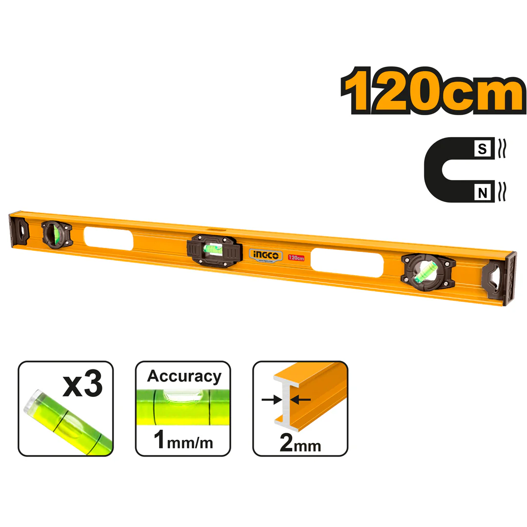 Spirit Level Magnetic 120cm I-Beam Style with 2.0mm Level Bar HSL28120 ING-MT