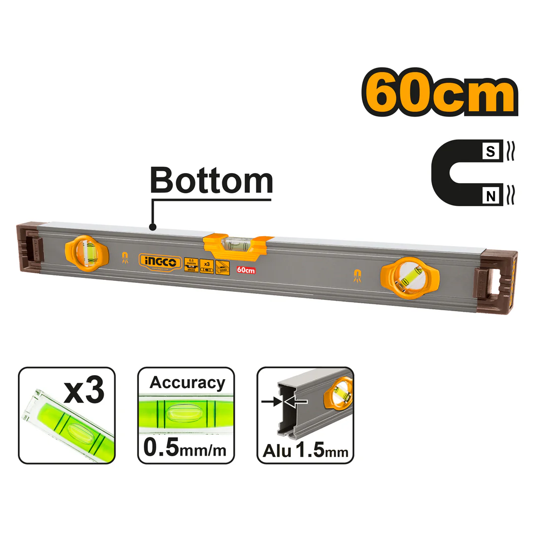 60cm Spirit Level with Magnets HSL38060M ING-MT - Image 2