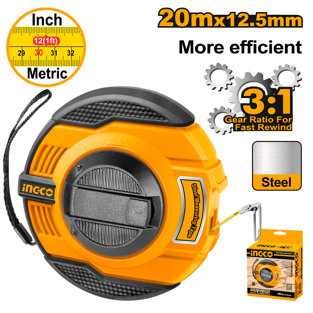 Fast Rewind Steel Measuring Tape with Comfortable Rubber Grip HSMT8420 ING-MT