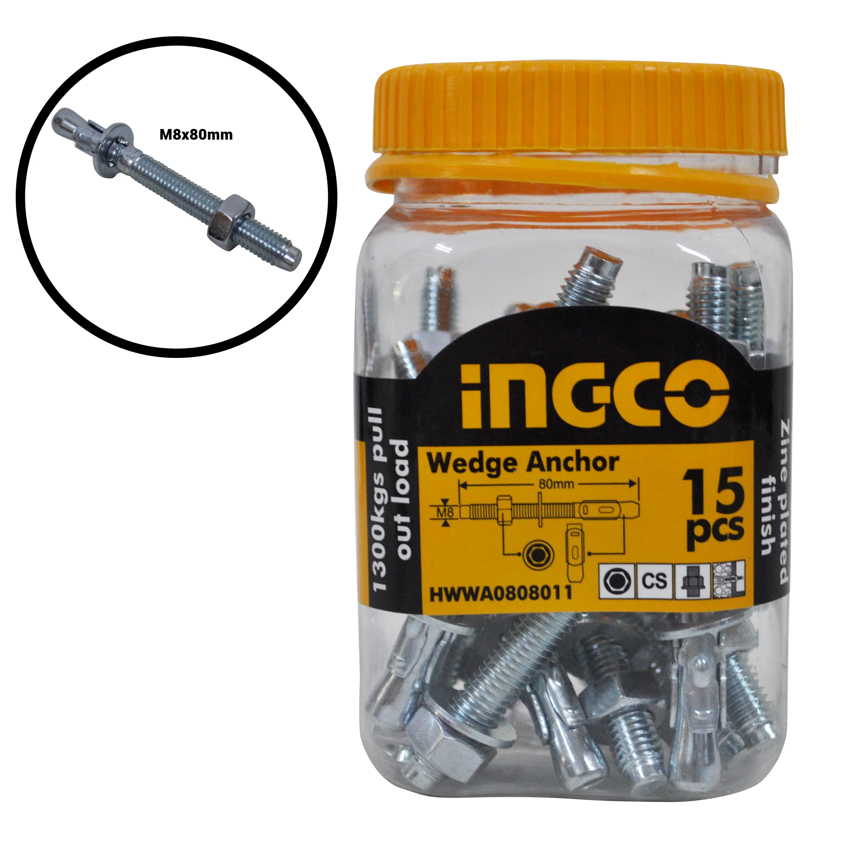 Wedge Anchor Zinc Plated Finish HWWA0808011 ING-AC - Image 3