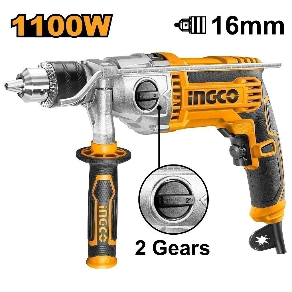 Industrial Grade Impact Drill 1100W | 13mm with Variable Speed and Hammer Function ING-PT - Image 3