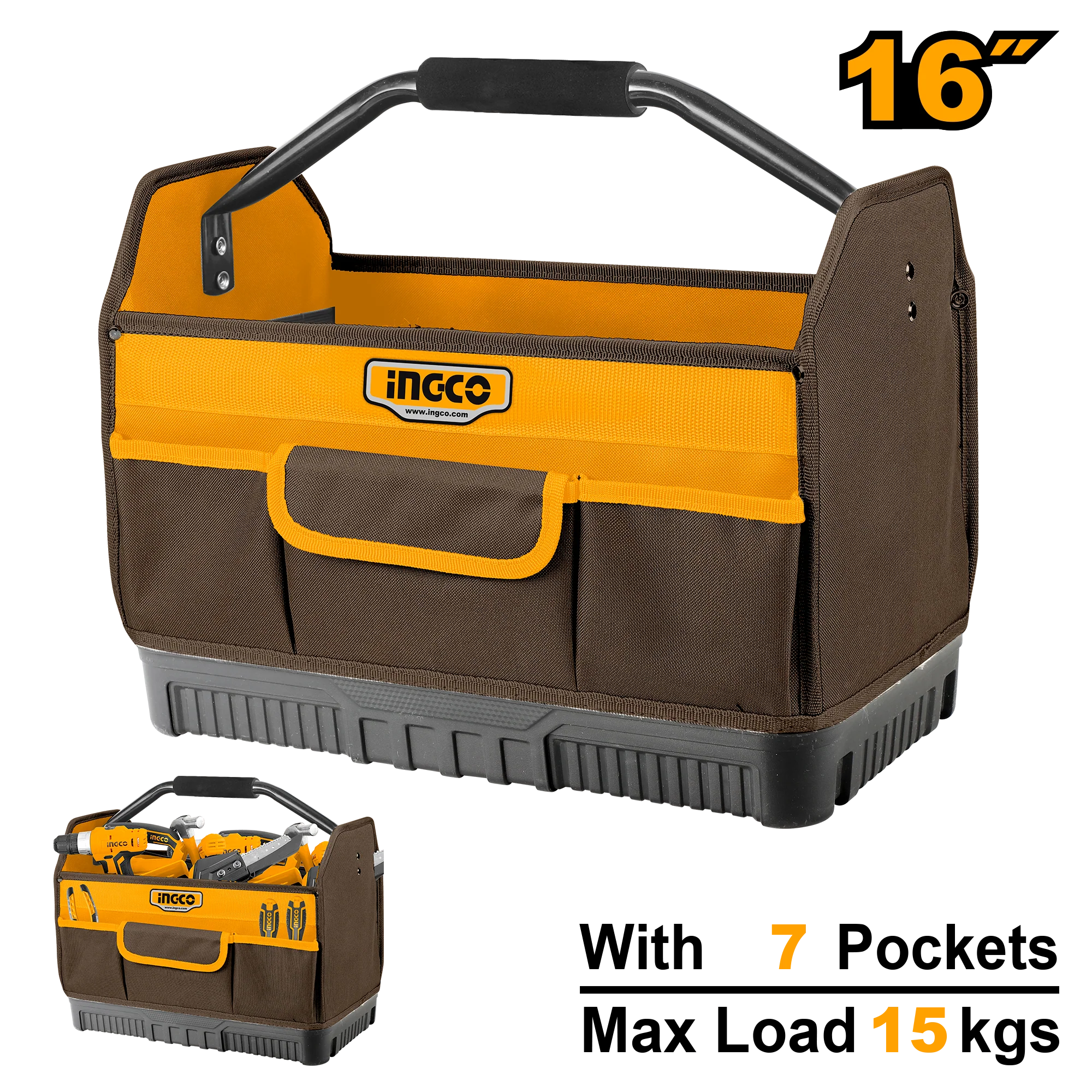 16inch Tool Bag Box Organizer Kit Storage Heavy Duty with 7 Pockets HTBGL04 ING-TS