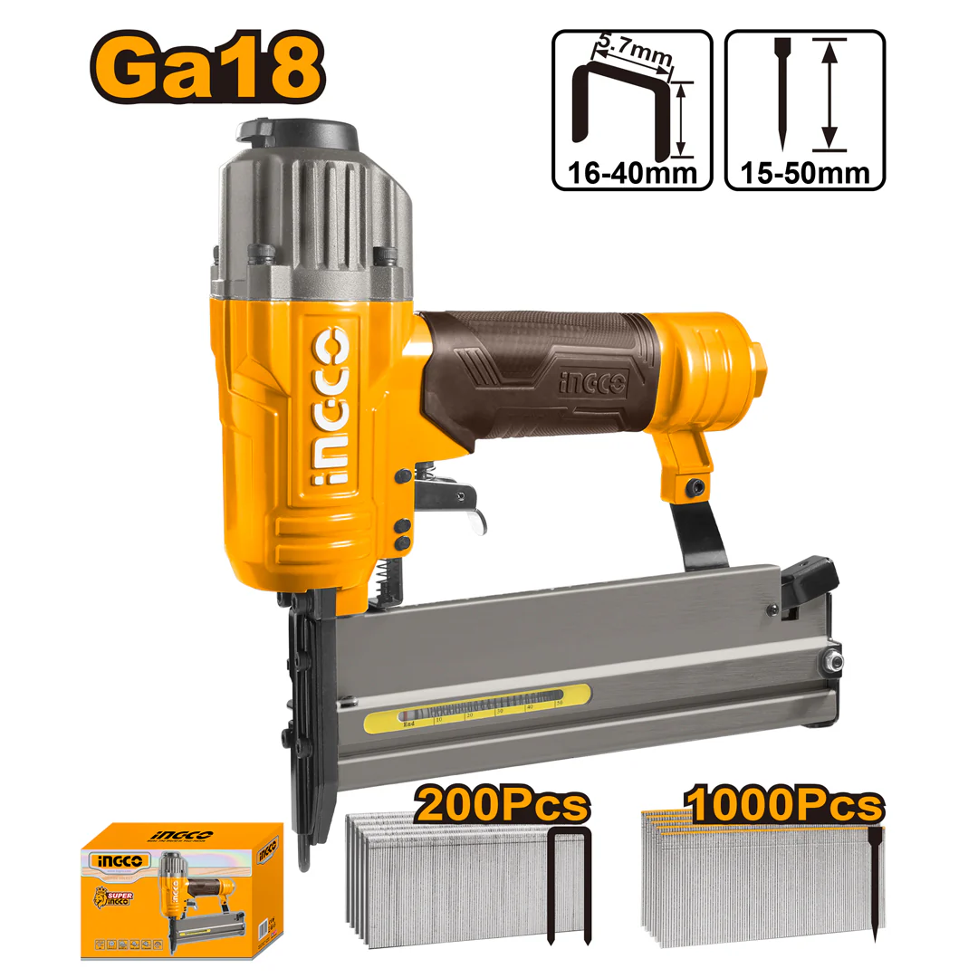 Ingco 2 in 1 Combo Air Brad Nailer Gun with 1200pcs Accessories Free ACN50401 ING-HT