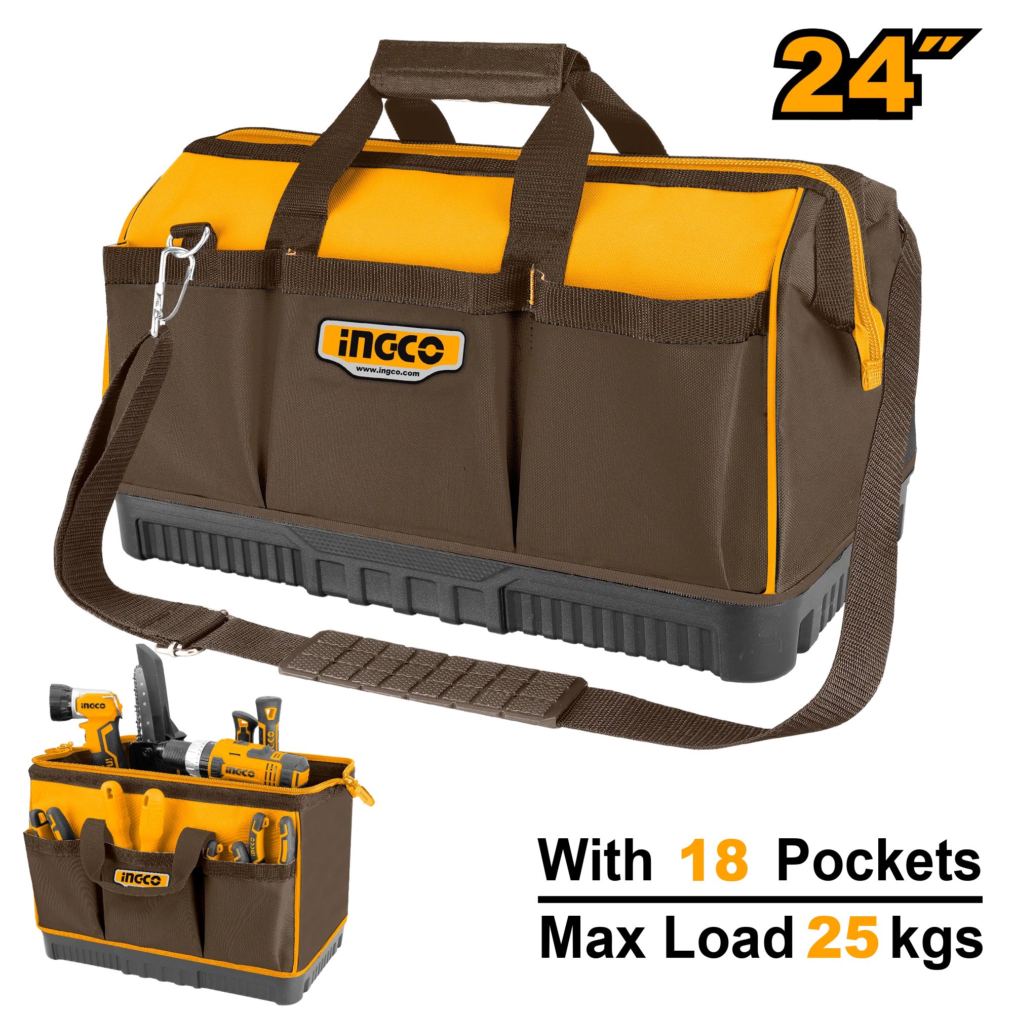 24inch Basket Tools Bag Storage Box Organizer with 18 Pockets HTBG09 ING-TS