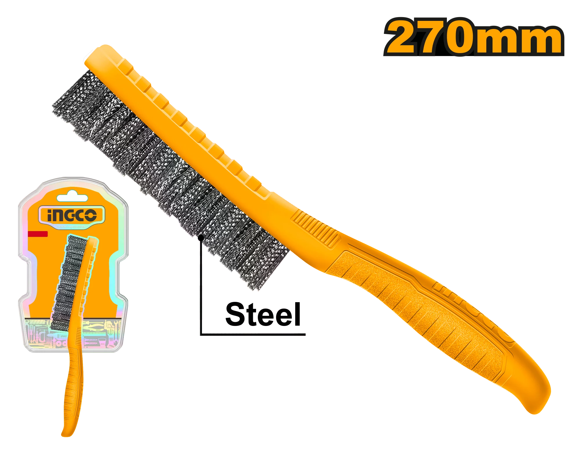 270mm steel wire brush with plastic handle, 5 rows hktwb2705 ING-CT - Image 2