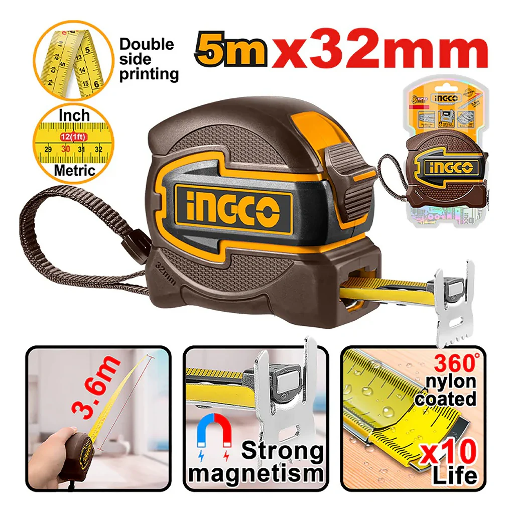 Ingco 2PCS Combo Kit Laser Distance Detector with Steel Measuring Tape HLDD241201 ING-PT - Image 6