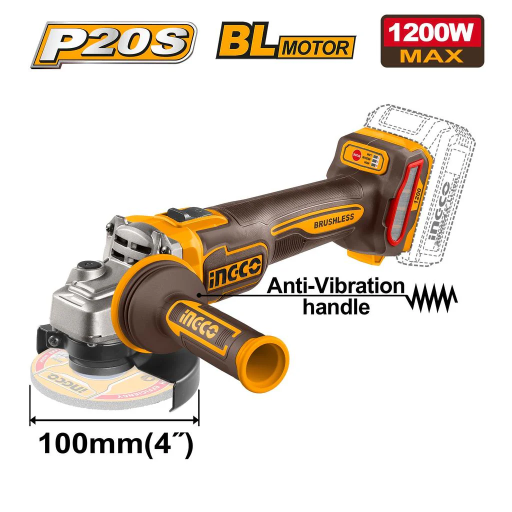 Ingco 2pcs Cordless Combo Kit 20V Cordless Grinder and Cordless Impact Drill CKLI2025610 (ICO) - Image 2