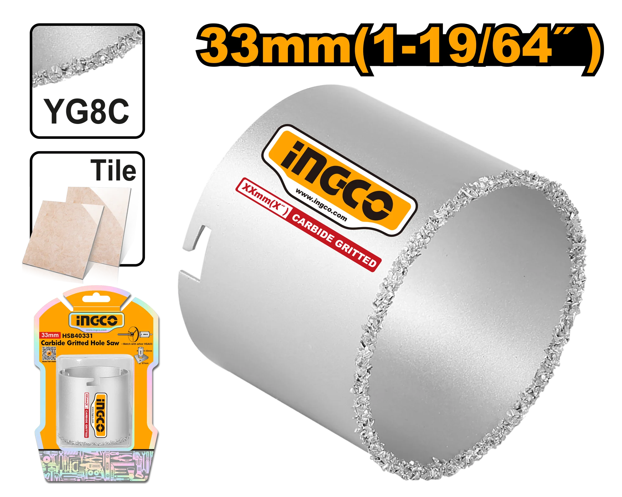 33mm-83mm Carbide Gritted Hole Saw HSB40 - Image 2