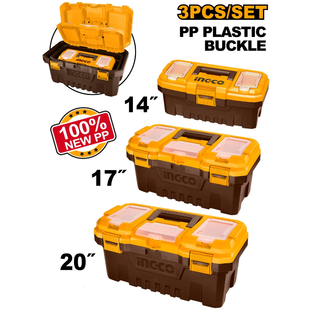 3pcs Plastic Tool Box Set with Removable Tray PBXK0301 / PBXK0302 ING-TS
