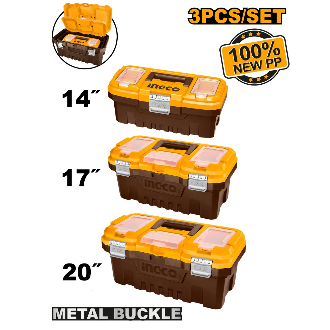 3pcs Plastic Tool Box Set with Removable Tray PBXK0301 / PBXK0302 ING-TS - Image 2