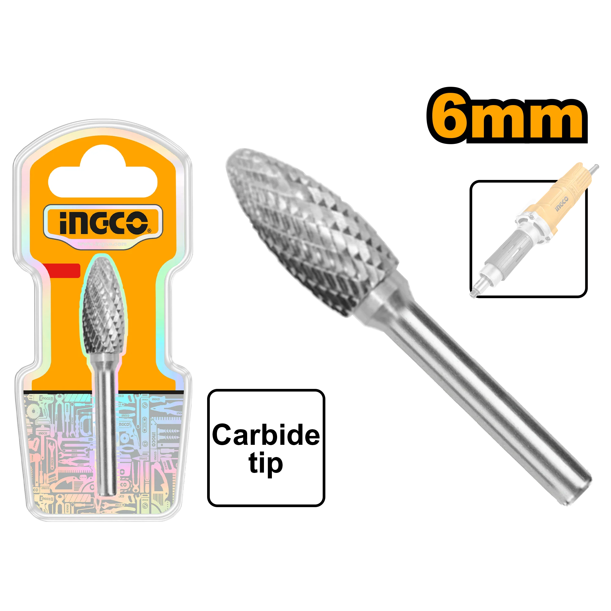 6mm Tungsten Carbide Rotary Burrs Set for Die Grinder SOLD PER PIECE ING-HT - Image 2