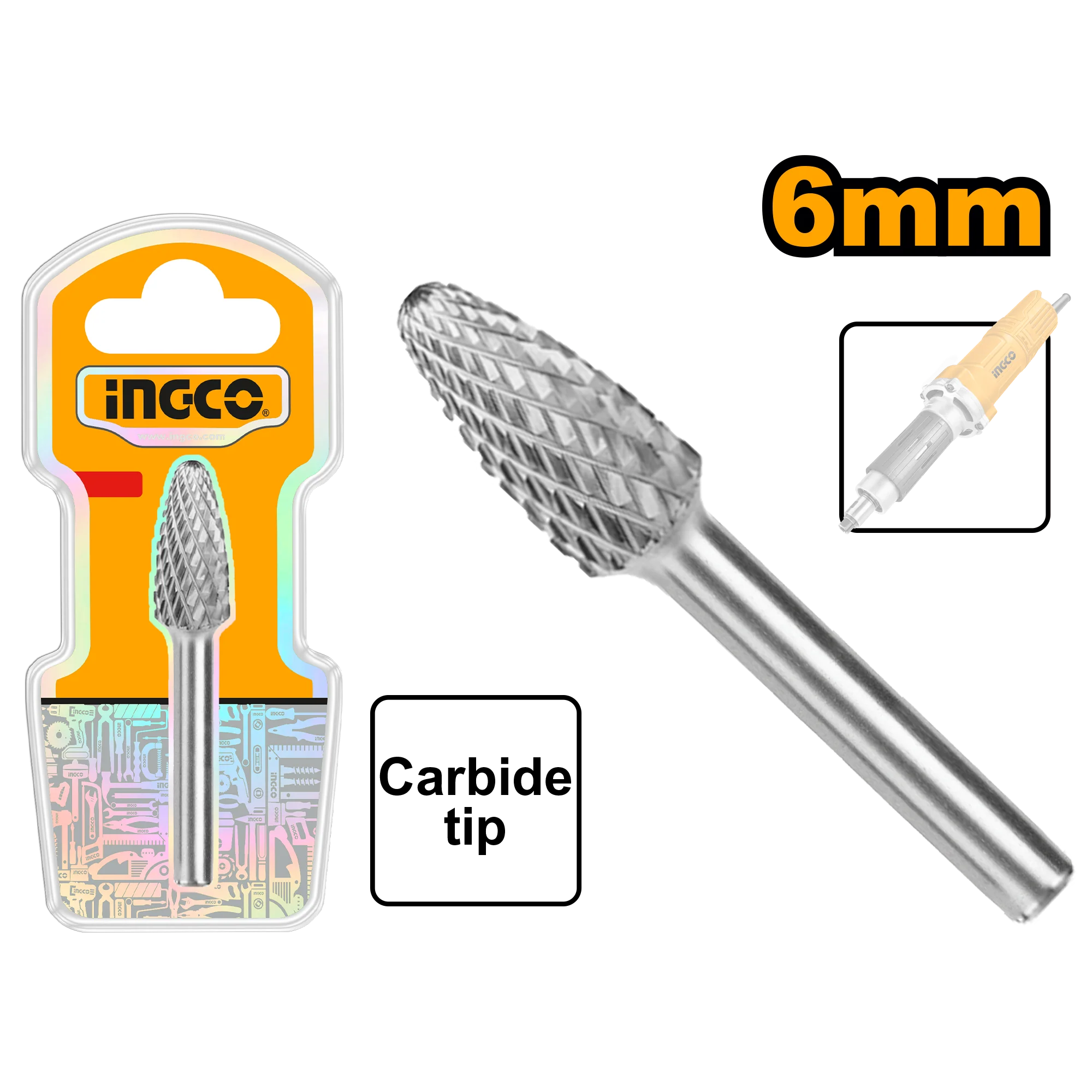 6mm Tungsten Carbide Rotary Burrs Set for Die Grinder SOLD PER PIECE ING-HT - Image 3