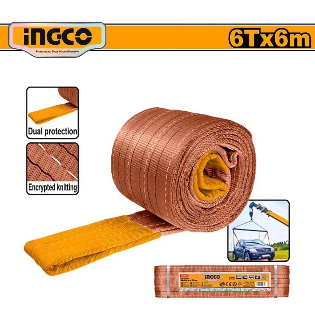Ingco 6Tx6M Webbing Sling Great for Heavy Lifting Polyester Construction HWSP0606 ING-HT - Image 2