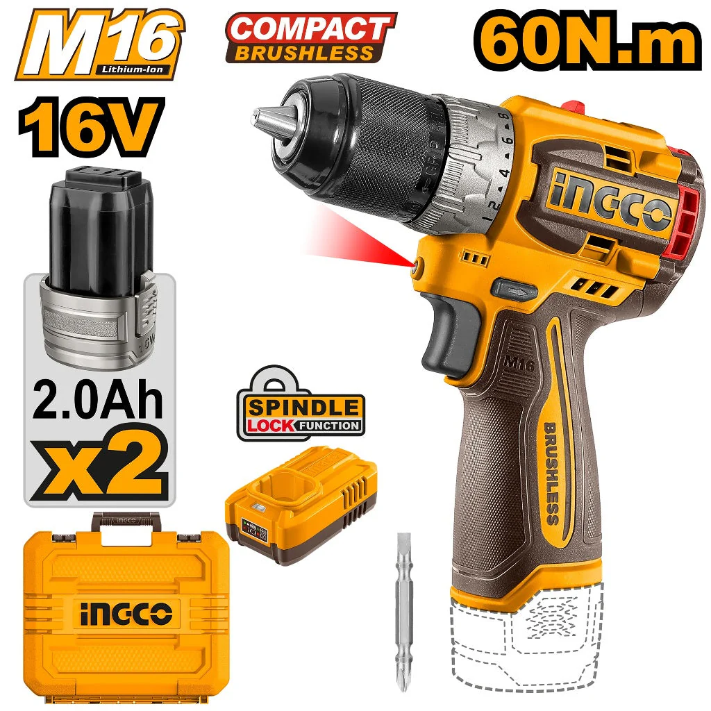 16V/M16 Lithium-Ion Brushless Motor Compact Cordless Drill CDLI16682 | CDLI1668 ING-COR - Image 3