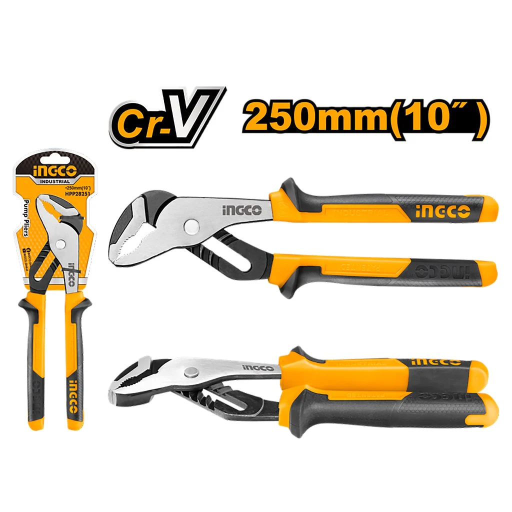 Ingco 10inch/250mm Insulated Glossy Black, Polish Pump Pliers CR-V Steel HPP28251 ING-HT