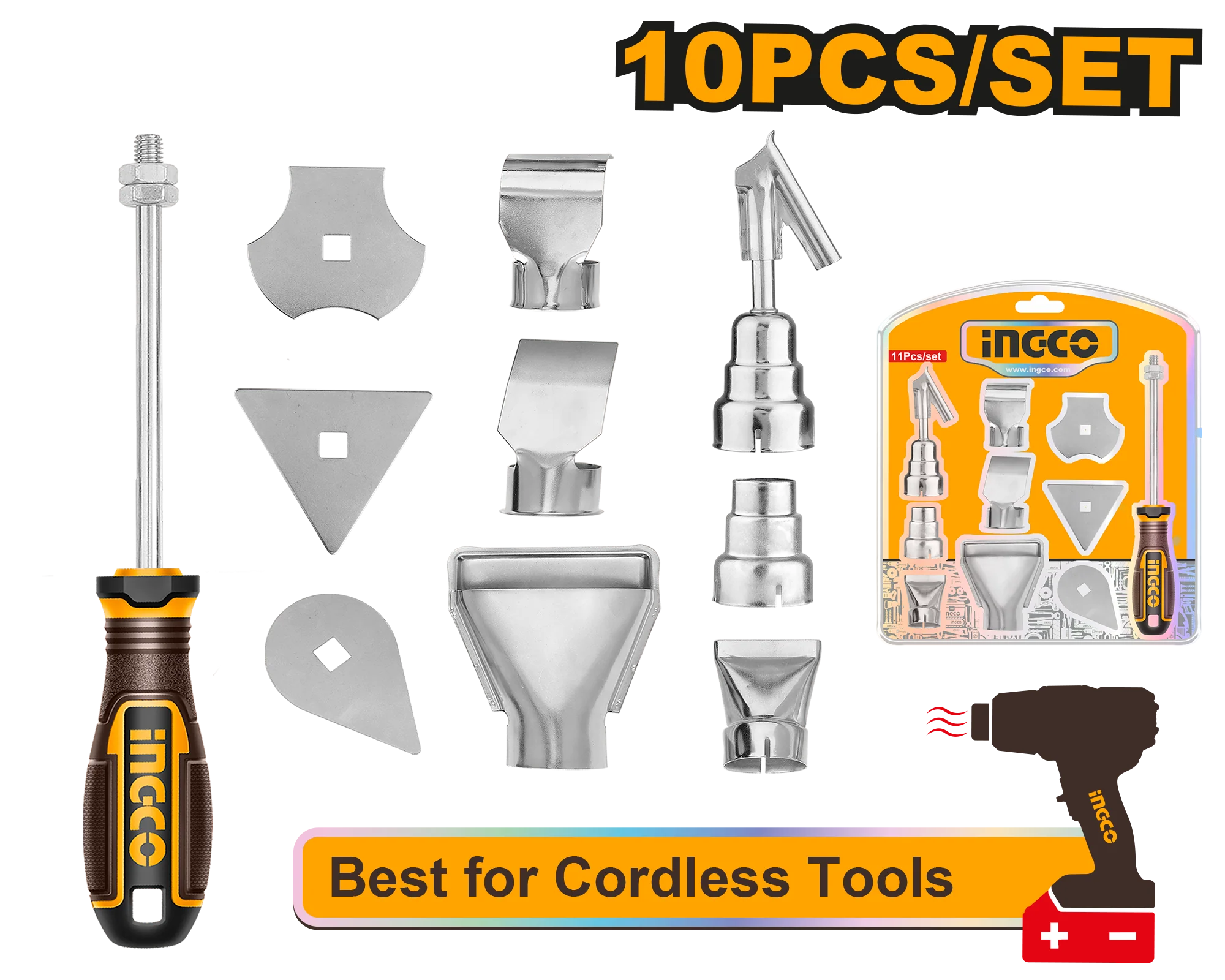 10PCS/SET Heat Gun Accessories Best for Cordless Tools HGA0131 ING-COR - Image 2