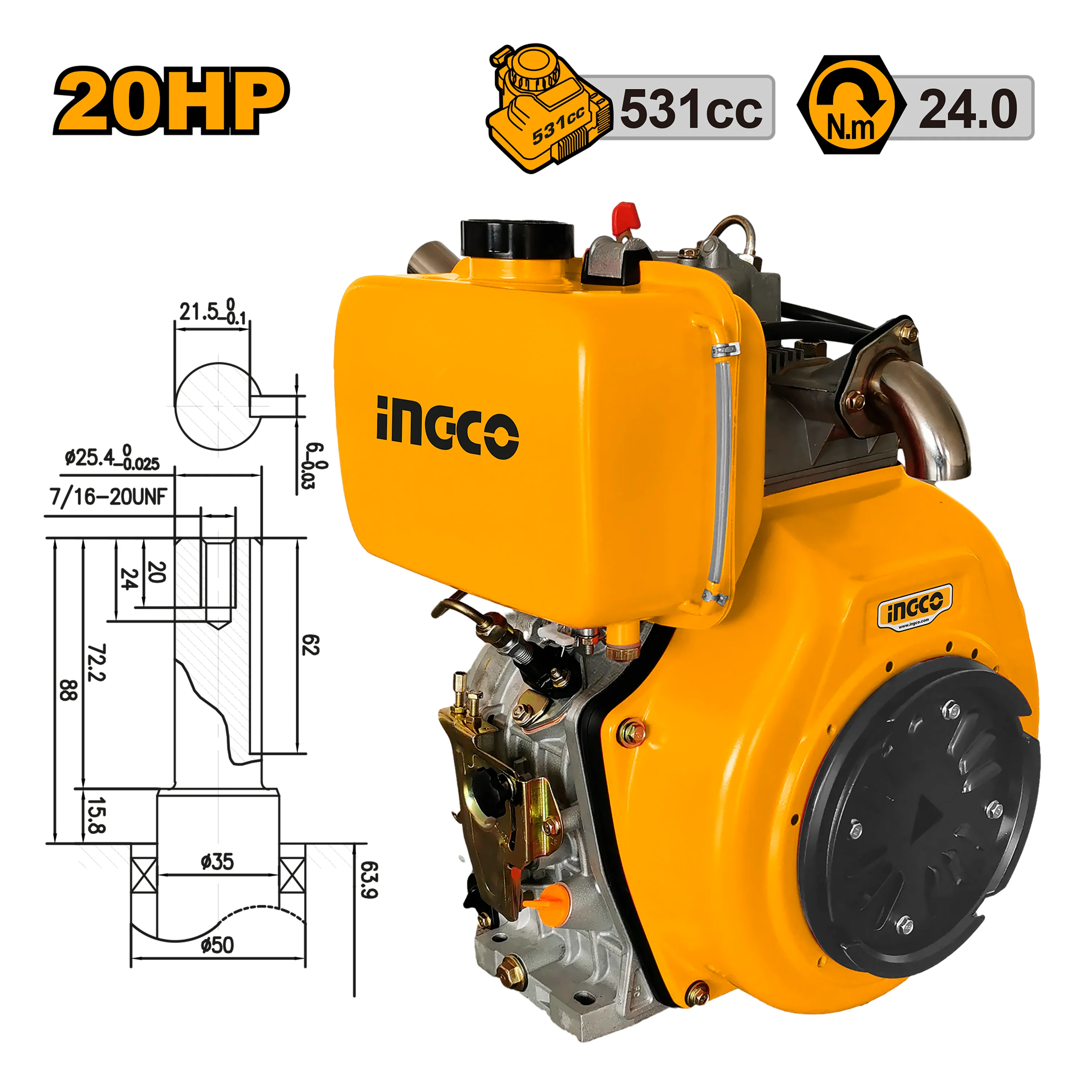 12HP-20HP Single-Cylinder Vertical 4-Stroke Air Cooled Diesel Marine Engine - Image 6