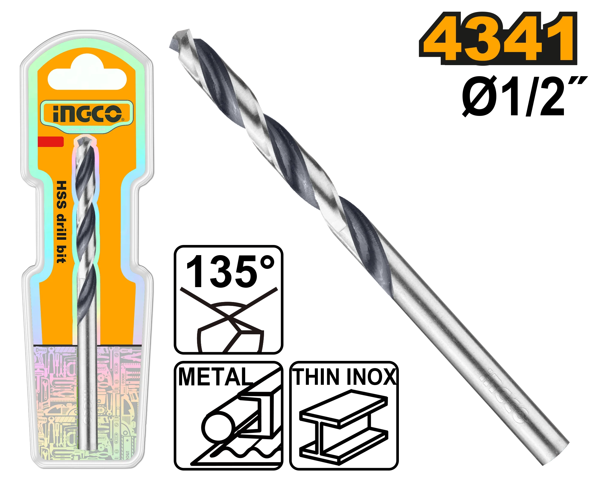 1PC/Set Industrial 4341 Hss Drill Bit 1/2inches DBT1200214 ING-AC - Image 2