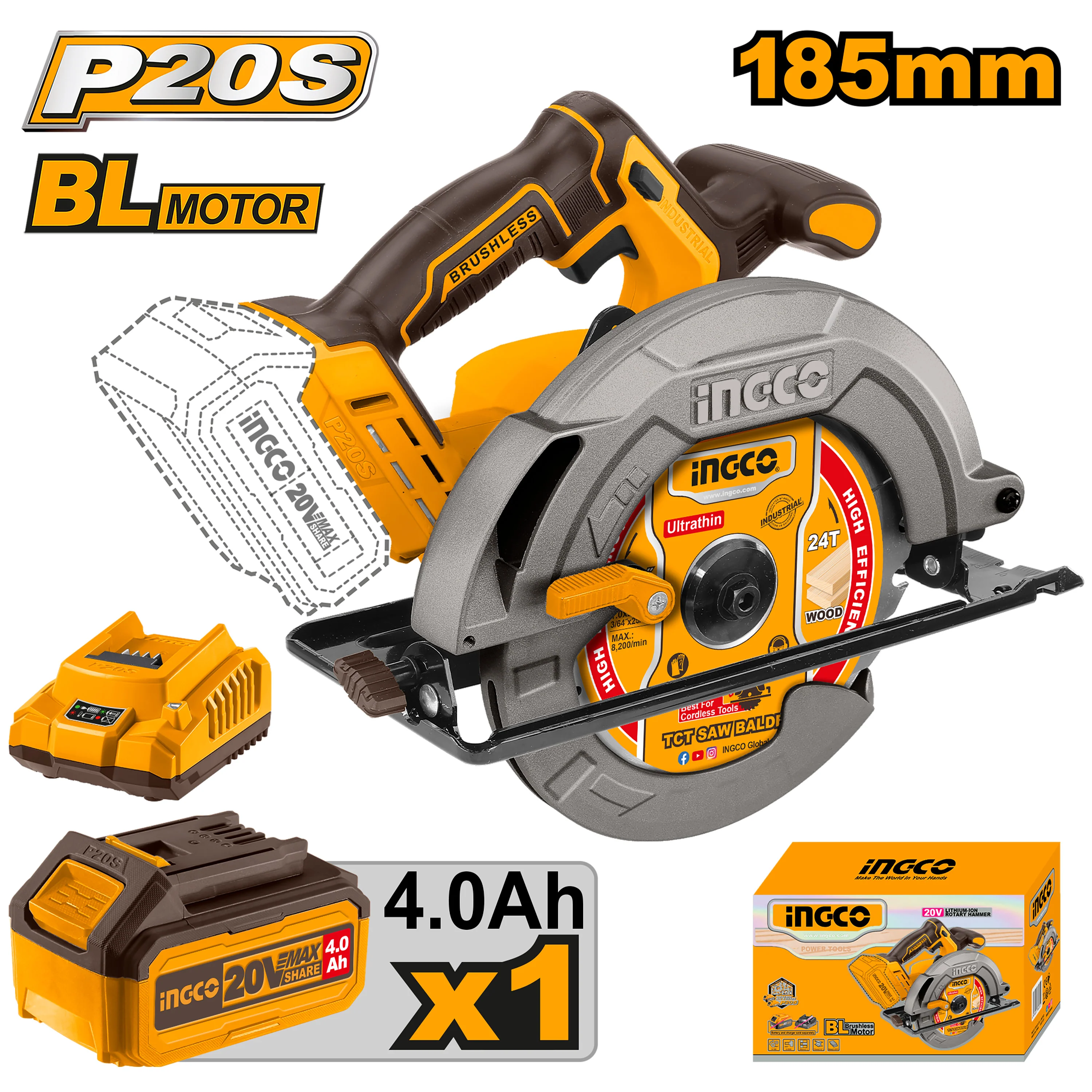 20V Lithium-Ion Cordless Circular Saw CSLI18511 Circular Saw Power tools ING-COR