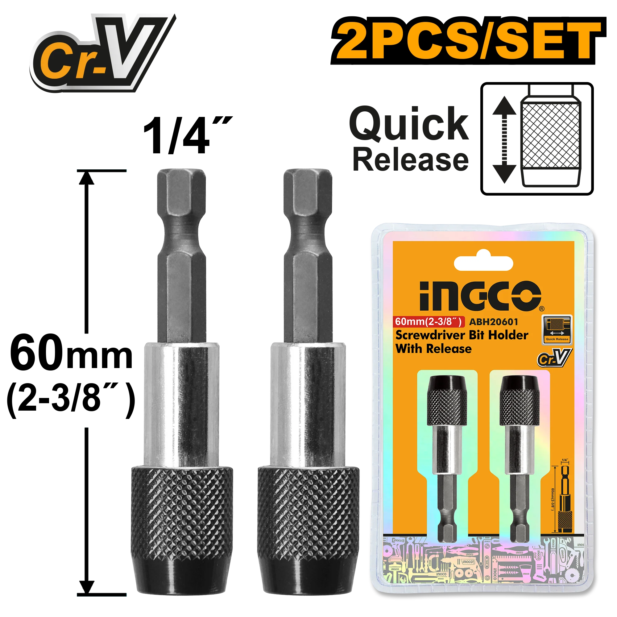 2PCS/SET 60mm Screwdriver Bit Holder With Release ABH20601 ING-AC