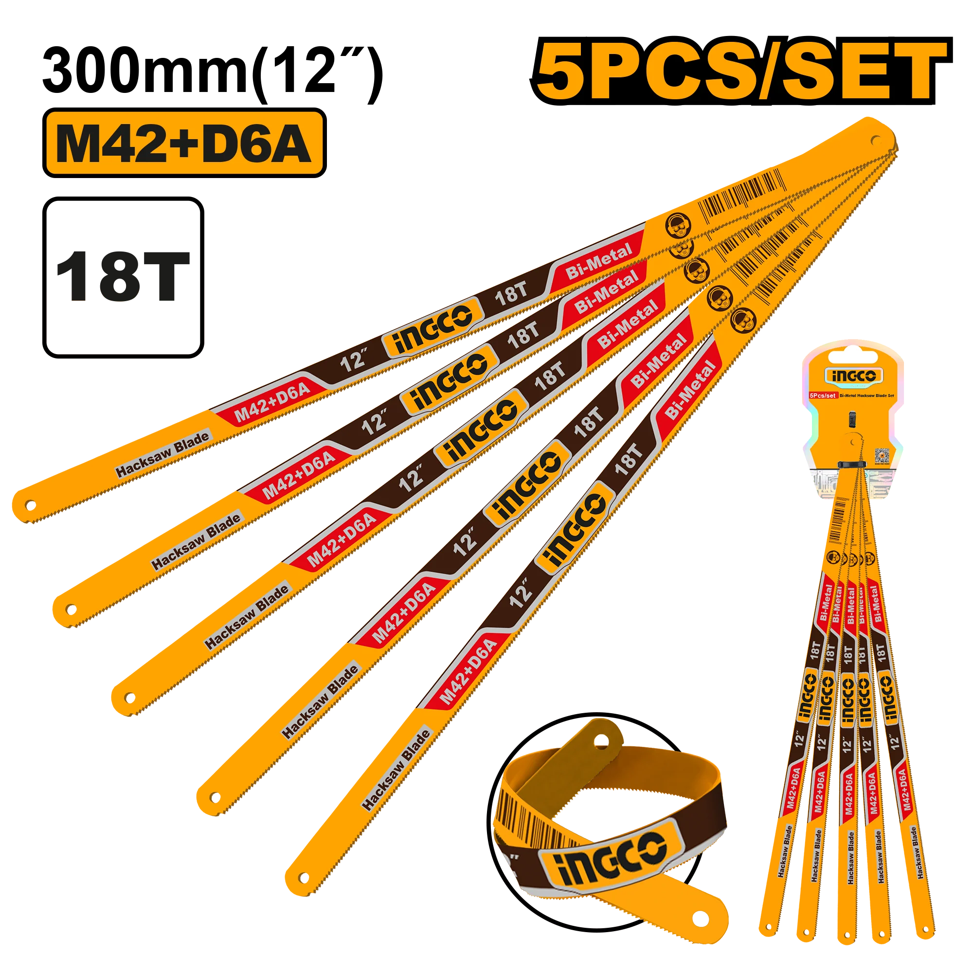 300mm(12inches) Hack Saw Bi-Metal HackSaw Blade 18T M42 + D6A ING-HT