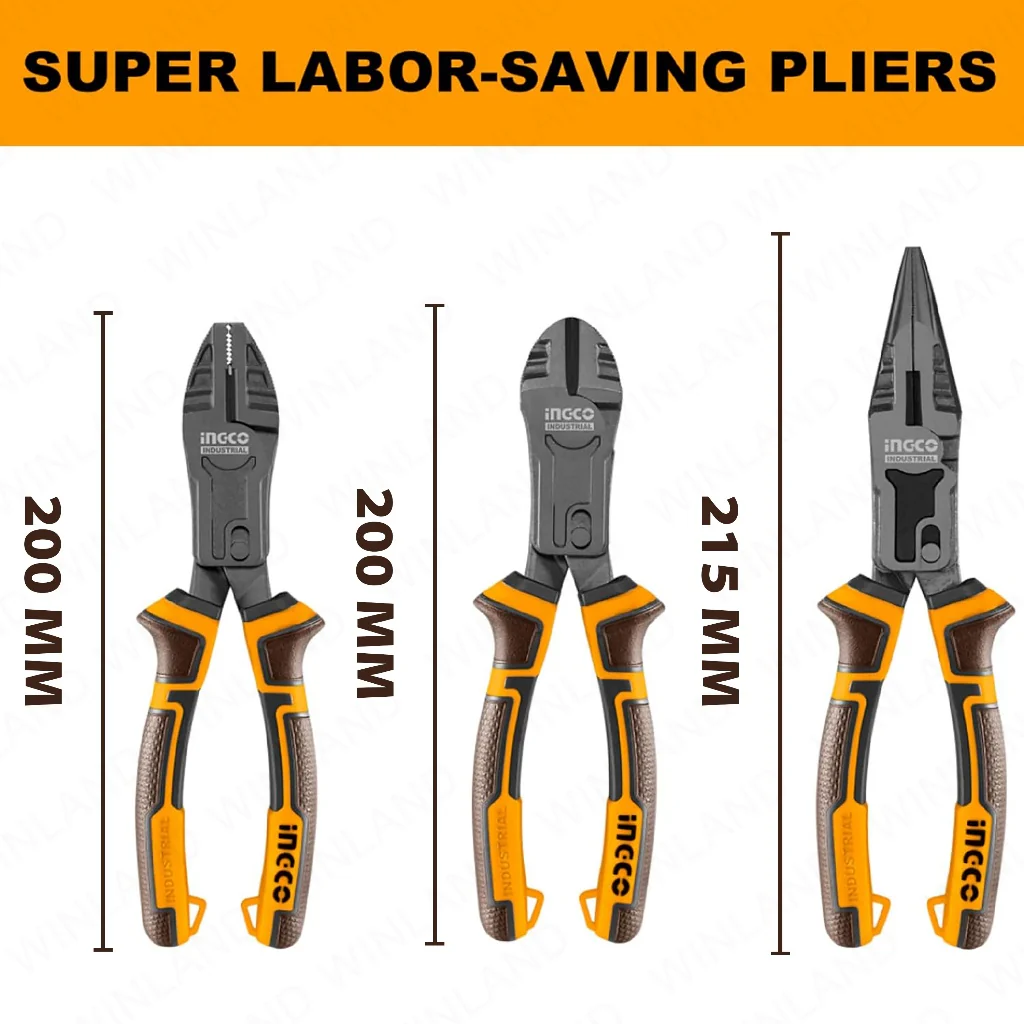 Ingco 3PCS/Set Compound Action Pliers with TPR 3-Color Handle HKCPS5831 ING-HT - Image 5