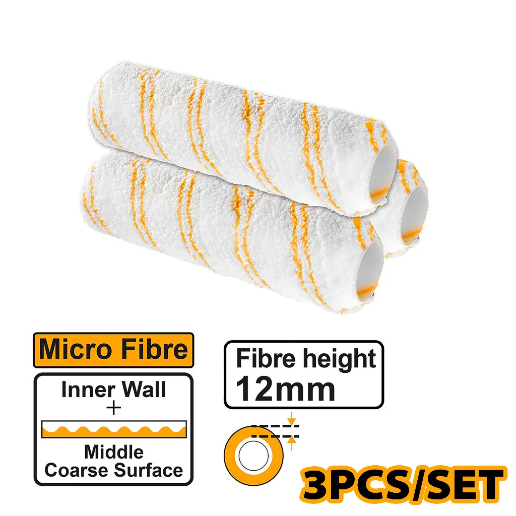 Ingco 3PCS/Set Roller Paint Cover Inner Wall Micro Fiber Spare Roller HRC56091203 ING-HT