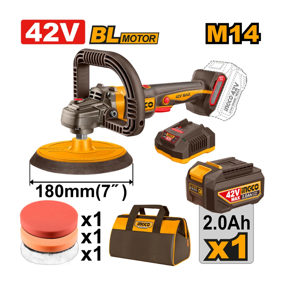 Ingco 42V/M14 Brushless Motor Lithium-Ion Cordless Polisher APLI42181 ING-CT