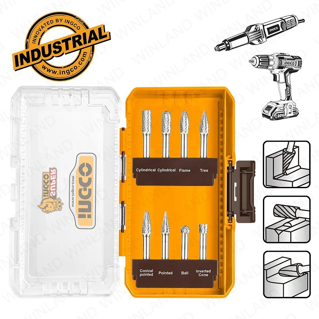 8PCS/Set Tungsten Carbide Rotary Burrs Set for Die Grinders AKDL10801 ING-AC - Image 3