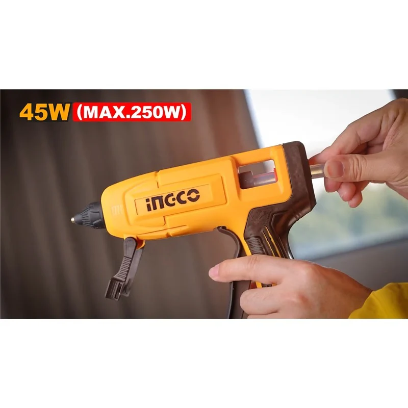 Ingco Electric Glue Gun 45W-Max250W with 8pcs (150mm) Glue Stick GG408 ING-PT - Image 2