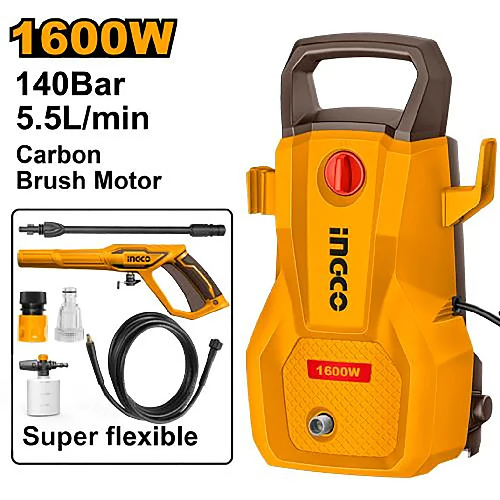 Ingco High Pressure Washer (140Bar (2030PSI)/1600W) HPWR16008P ING-PT