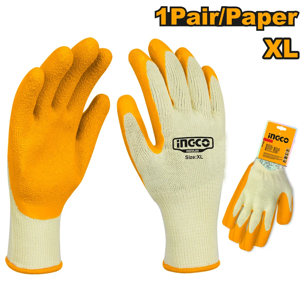 Ingco Industrial High Grade Polyester Shell Textured Palm Latex Gloves HGVL05 ING-HT