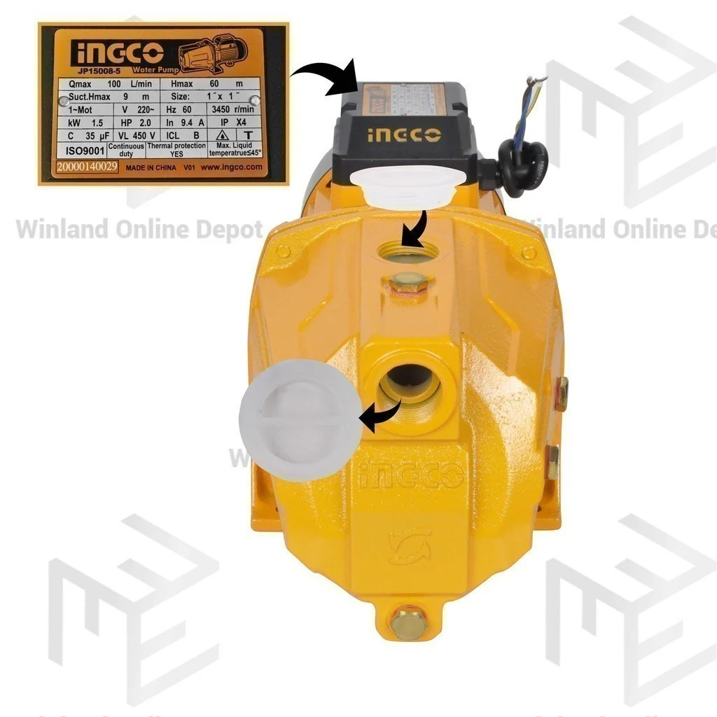 Ingco Jet Water Pump 1500W 2HP JP15008-5 ING-PT - Image 2