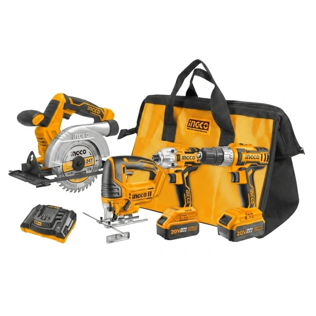 INGCO Lithium-Ion Cordless 4pcs Combo Kit Cordless Circular Saw Cordless Drill Cordless Impact Driver Cordless Jigsaw CKLI2010 - Image 2
